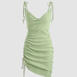 Solid Texture Ruched Mini Dress